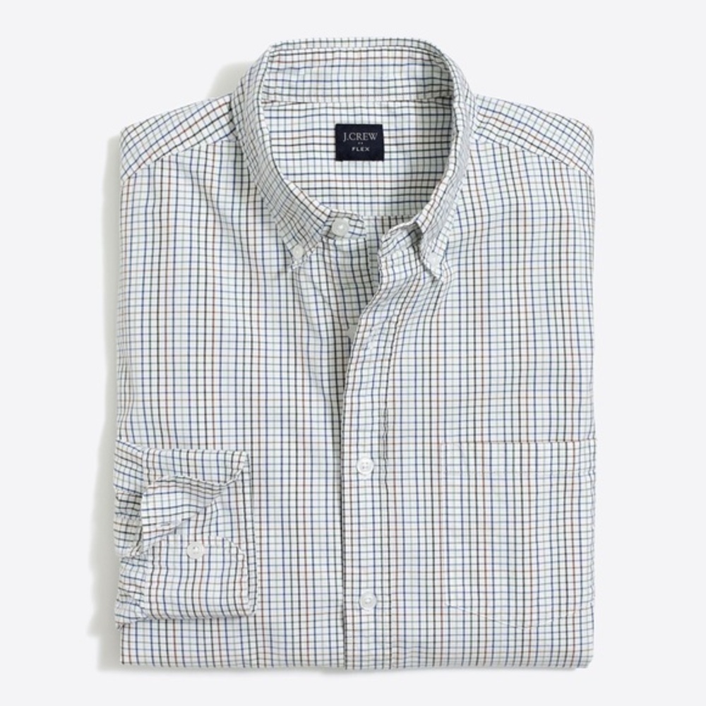 J.Crew Mercantile Slim Fit Flex Washed Button Down Shirt Tattersall Plaid XL